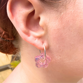 Handmade Pink Glitter Flower Earrings
